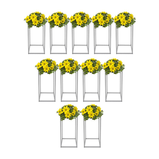 11Pcs Metal Flower Stand, 15.74inch Wedding Flower Display Stand Metal Rectangular Column Geometric Flower Stand Tall Floor Vase for Weddings Birthday Parties & Christmas Parties