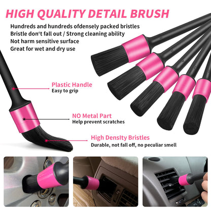 HORDALOR Pink Car Interior Detailing Kit, 16Pcs Car Cleaning Kit with High Power Handheld Vacuum, Detailing Brush Set, Cleaning Gel, Windshield Cleaning Tool, Complete Car Cleaning Supplies for Women