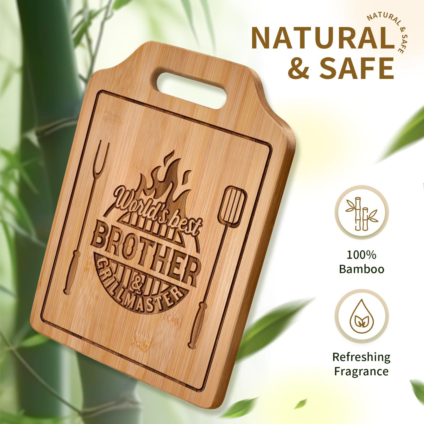 AceThrills Gifts for Brother Birthday Gifts Adult, Brother Gift from Sister for Fathers Day Gift - Engraved Cutting Board 12.3"L × 8.7"W × 0.4"Th