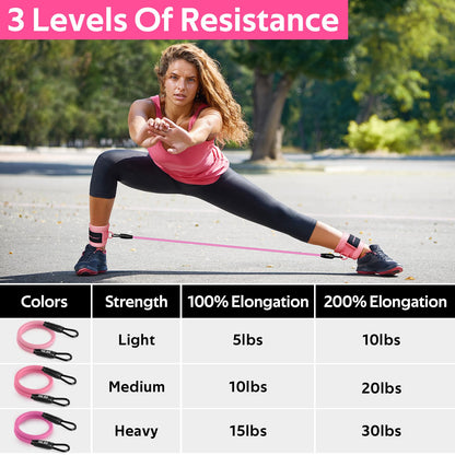 Ankle Resistance Bands with Cuffs, Ankle Bands for Working Out, Home Gym Workout Equipment, Butt Exercise Equipment Booty Bands Exercise Bands for Women Legs and Glutes