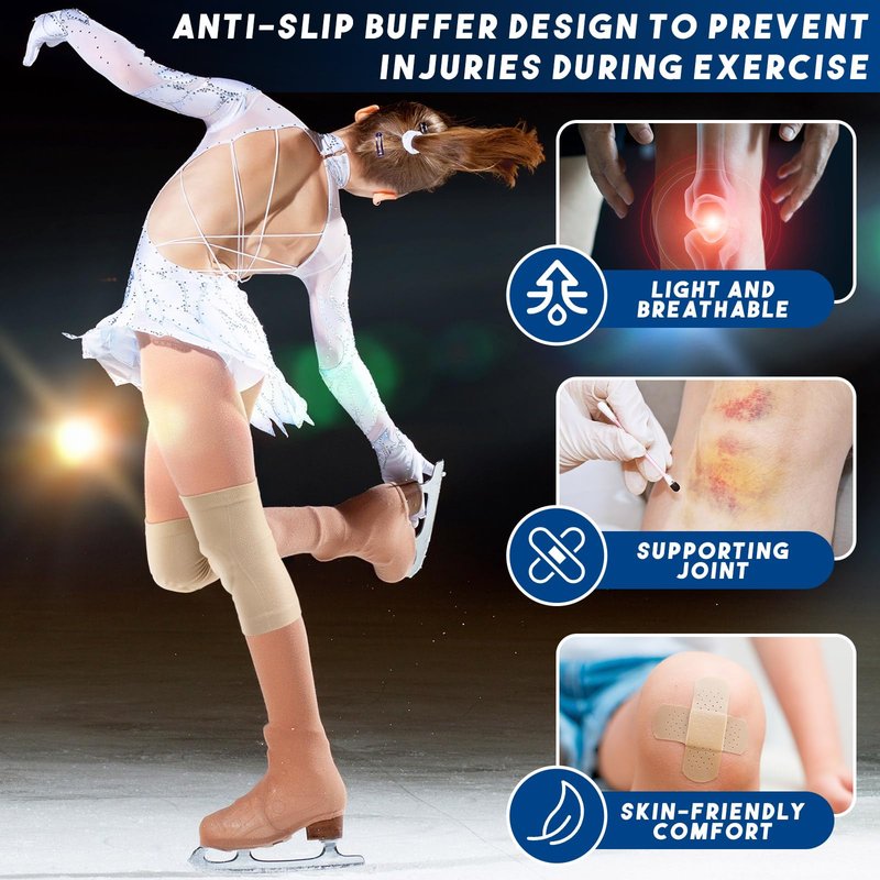 Shappy 2 Pair Figure Ice Skating Knee Pads Gel Dance Knee Pads Cushion and Support Breathable Material for Dancing Skating Women Girl Men(Small,Beige and Black)