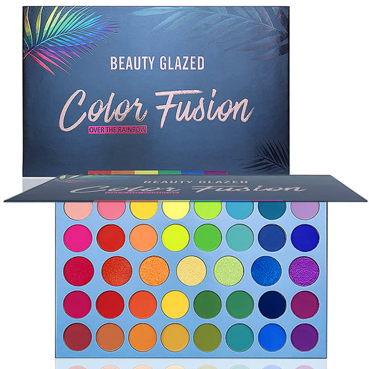 Color Fusion Eyeshadow Palette Highly Pigmented 39 Shades Pink Purple Matte and Shimmers Makeup Palette, Blendable Waterproof Eye Shadow, No Flaking, Little Fall Out, Stay Long, Hard Smudge, Cruelty- Free Makeup Pallet, Full Face Eye Make Up for Beginners