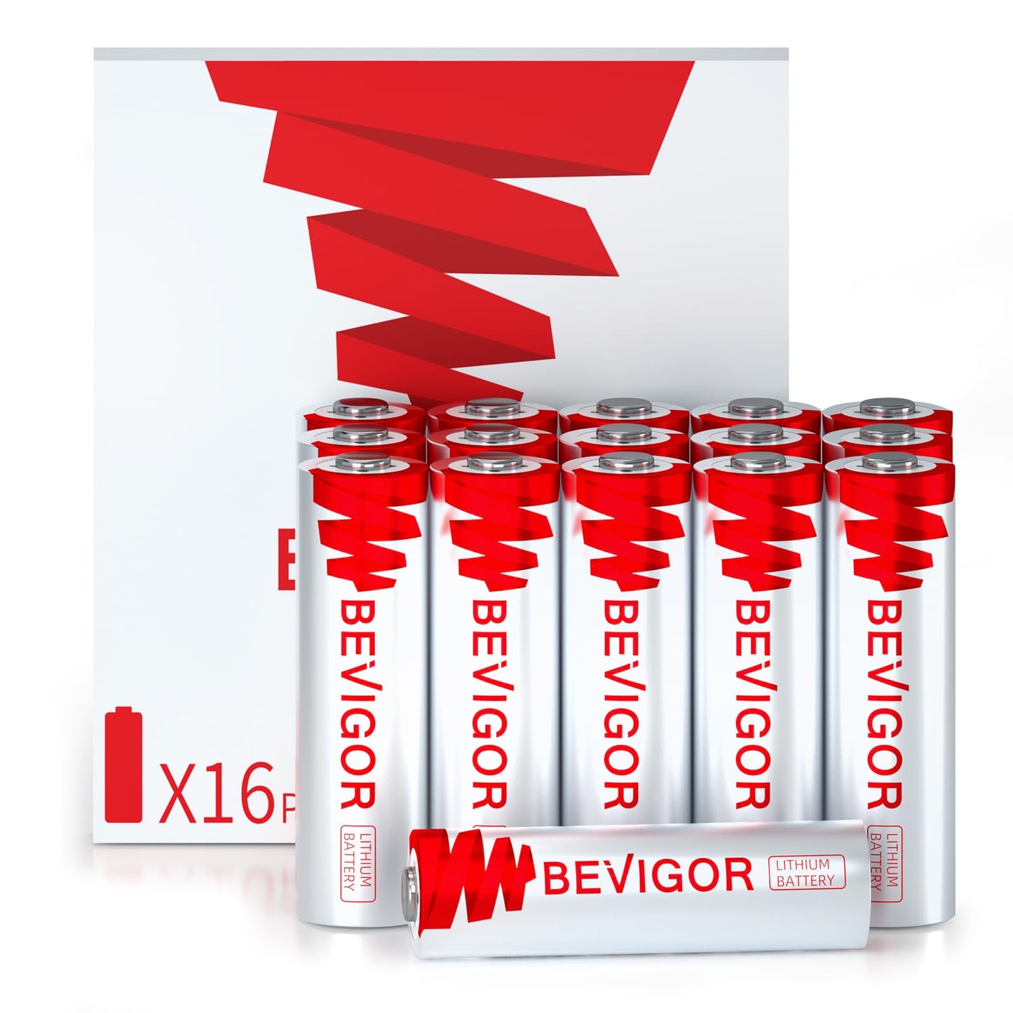 BEVIGOR Lithium Batteries AA Size 16 Pack 1.5V Longer Lasting Double A Battery for Blink Camera, Trail Camera, Security Alarm System, Remote Controlled Vehicle Batteries【Non-Rechargeable】