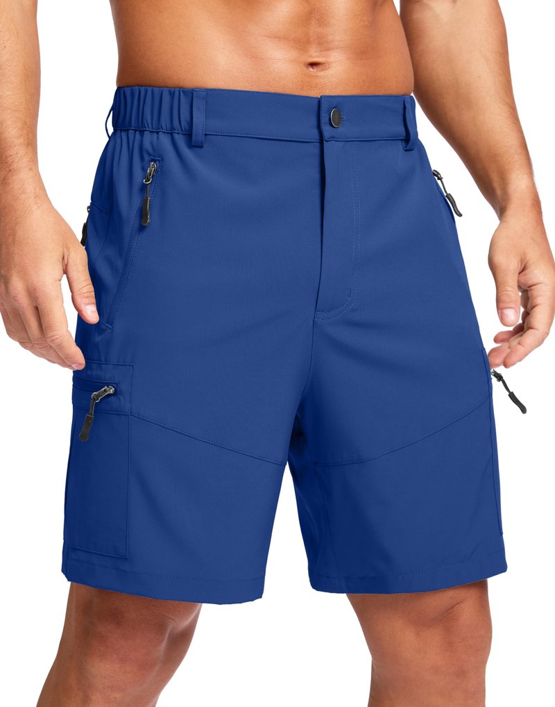 Pudolla Men's Hiking Cargo Shorts Lightweight 7" Travel Casual Shorts for Men Golf Work Outdoor with 5 Zipper Pockets(Royal Blue X-Large)