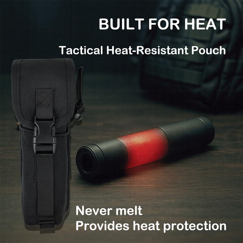 Buraku Hot Suppressor Pouch Heat Insulation Melt Resistant Rifle Pistol Silencer Storage Holster Multi-Purpose Molle Pouch Holder (Black, 9inch)