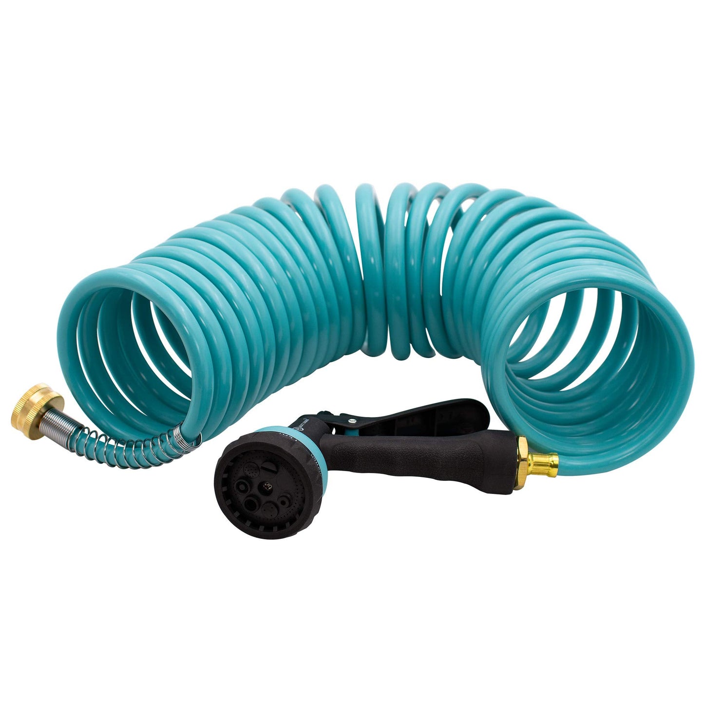 AUTOMAN EVA Recoil Garden Hose 25ft - Includes 7 Pattern Spray Nozzle,Curly Water Hose 25 Foot,Watering Coil,Retractable,Corrosion Resistant Garden Coil Hose.