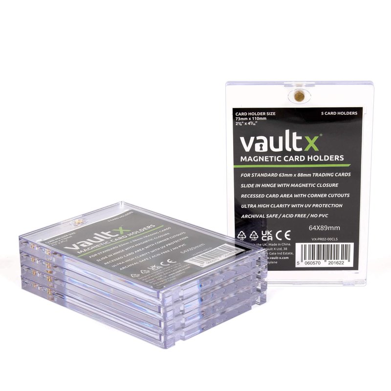 Vault X Magnetic Card Holder 35pt (5 Pack), Clear One Touch Hard Cases, UV Protection, for Trading Cards