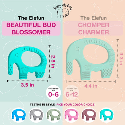 Baby Elefun Teething Ring for Babies 0-6 Months - 5X Pain Relief Smart Teether - Zero Developmental Delay Silicone Teether - Cute Infant Chew Toy, Shower Gift