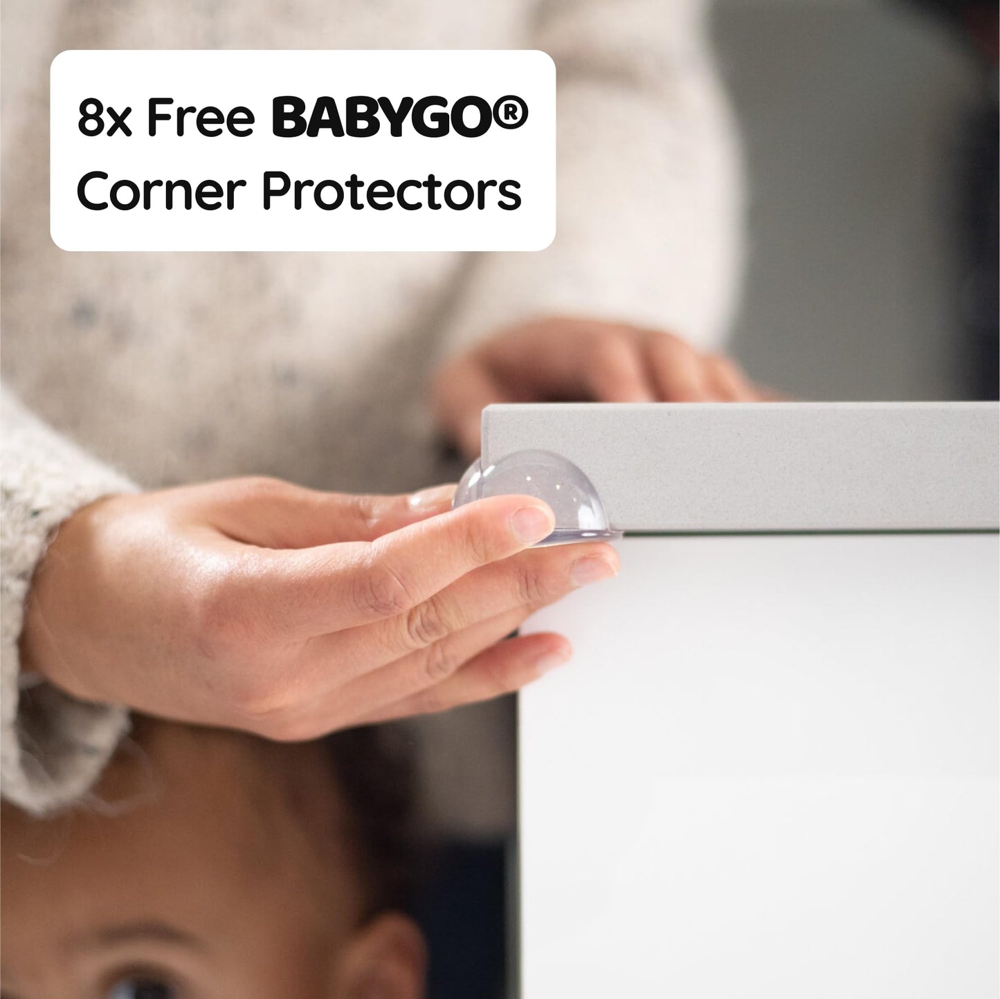 BABYGO® Magnetic Child Safety Cupboard Locks for Children 10 Locks, 2 Keys & 8 Free Corner Protectors Baby Proofing Kitchen Cabinets & Drawers Easy 30 Second Install (Safety Locks, White)