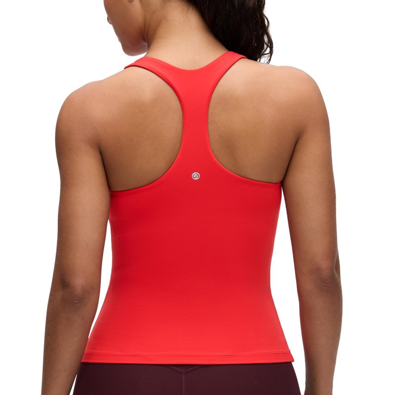 CRZ YOGA Butterluxe Workout Racerback Tank Tops for Women - Padded Athletic Spandex Yoga Shirts with Built in Bra Deep Red X-Small
