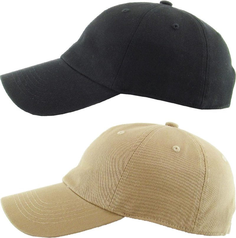 Classic Low Profile Cotton Baseball Cap | Adjustable Dad Hat for Men & Women - Black & Khaki