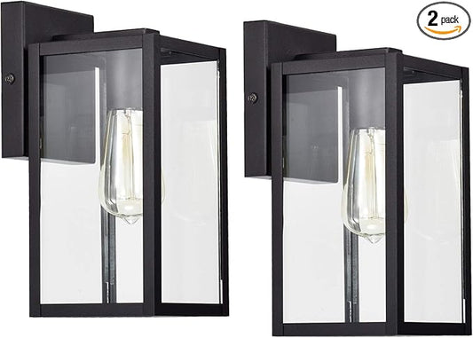 MICSIU 2 Pack Outdoor Light Fixture, Black Exterior Sconce Light with E26 Base Socket, 11 Inch Outside Wall Mount Lights for House, Yard, Shop, Doorway, Pathway, Balcony