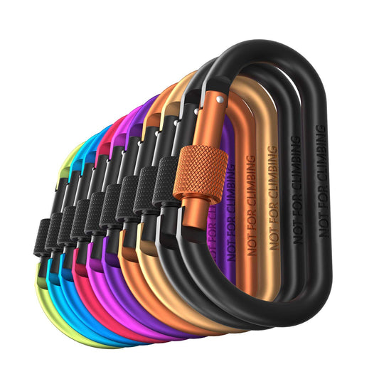 Carago Carabiner Clips with Screw Gate, 10 Pack Carabiners Hiking Clips with 7.5mm Diameter Aluminum Rod (10 Color (10 Pack))