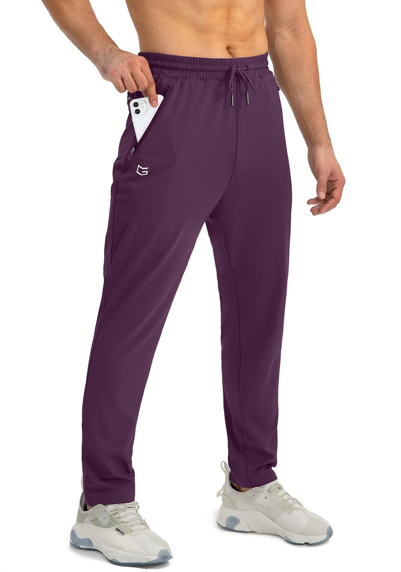 G Gradual Men's Sweatpants with Zipper Pockets Tapered Joggers for Men Athletic Pants for Workout, Jogging, Running (Wine Red, X-Large)