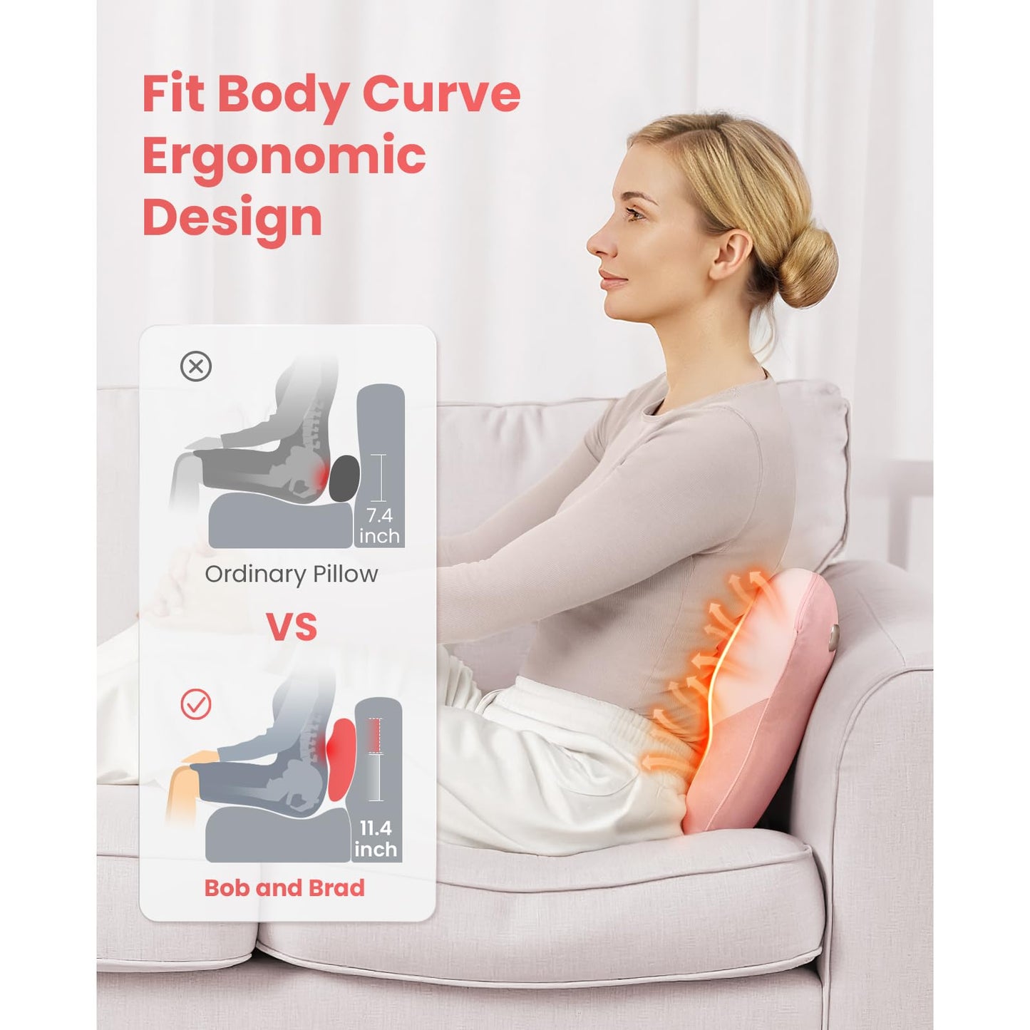 BOB AND BRAD Cordless Back Massager with Heat FSA Eligible HSA Eligible, Shiatsu Neck Massager for Pain Relief Deep Tissue, 3D Kneading Massage Pillow for Pain Relief, Birthday Gifts for Women Men