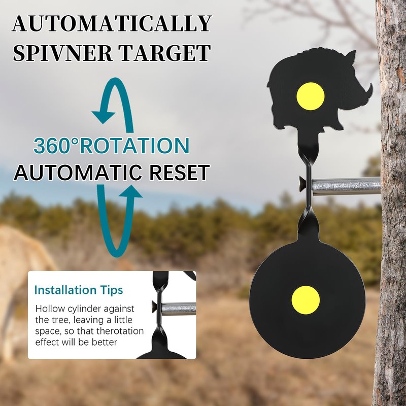 4-Pack Spinner Shooting Targets Auto Reset Steel Resetting Gun Target Heavy Metal Steel Spinning Target for Shooting (Animals - Group 1)