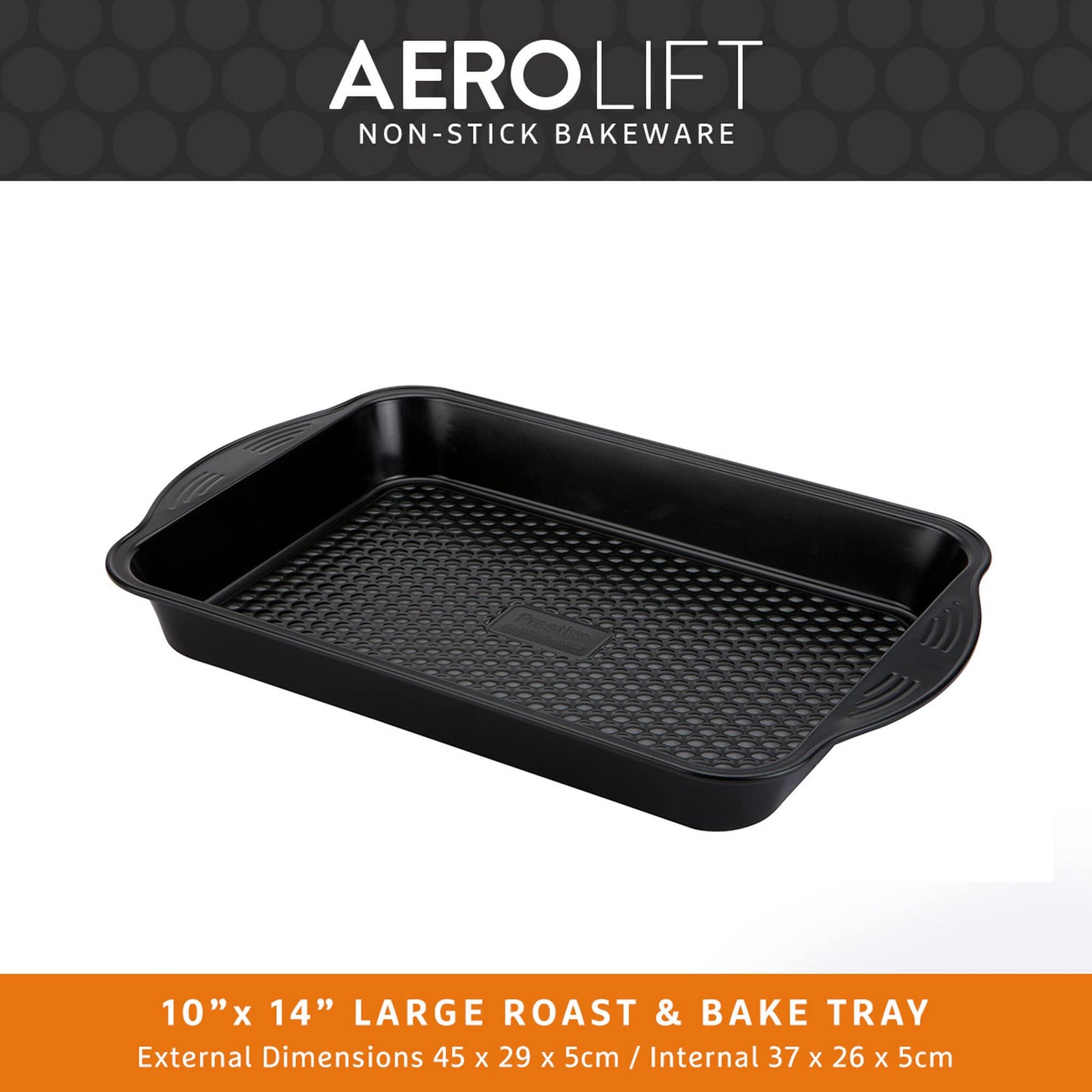 PRESTIGE Aerolift Baking Trays for Oven Non Stick Set of 3 - Dishwasher Safe Oven Trays Set with Extra Large Handles, Durable Carbon Steel Roasting Tins with 5 Year Guarantee, Black, 3 Piece Set