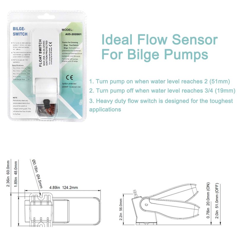 Sanuke Bilge Pump for Boat 12V 1500GPH Submersible Marine Pump for Portable Boat Accessories，Low Noise Electric with float switch
