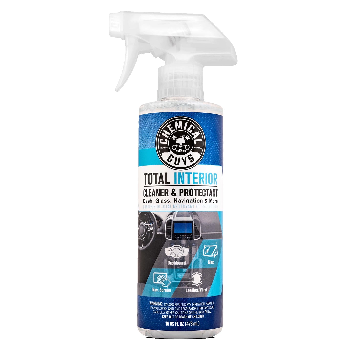 Chemical Guys Total Interior Cleaner & Protectant, Cleans & Protects Leather, Vinyl, Plastic, Rubber & Glass Streak-Free Finish for Cars, Trucks, SUVs, RVs & More - 16 oz