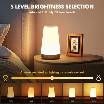 Auxmir LED Night Light Bedside Lamp Touch and Remote Control Dimmable Tabletop 13 RGB Colors Changing 5 Brightness Adjustable Rechargeable Portable Lamp for Baby Kids Nursery Bedroom Bathroom Camping