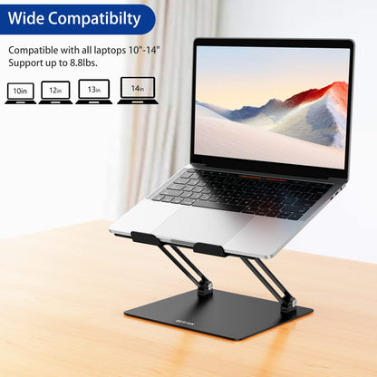 BESIGN LS10 Aluminum Laptop Stand, Ergonomic Adjustable Notebook Stand, Computer Holder Compatible with Air, Pro, Dell, HP, Lenovo More 10-14" Laptops, Black