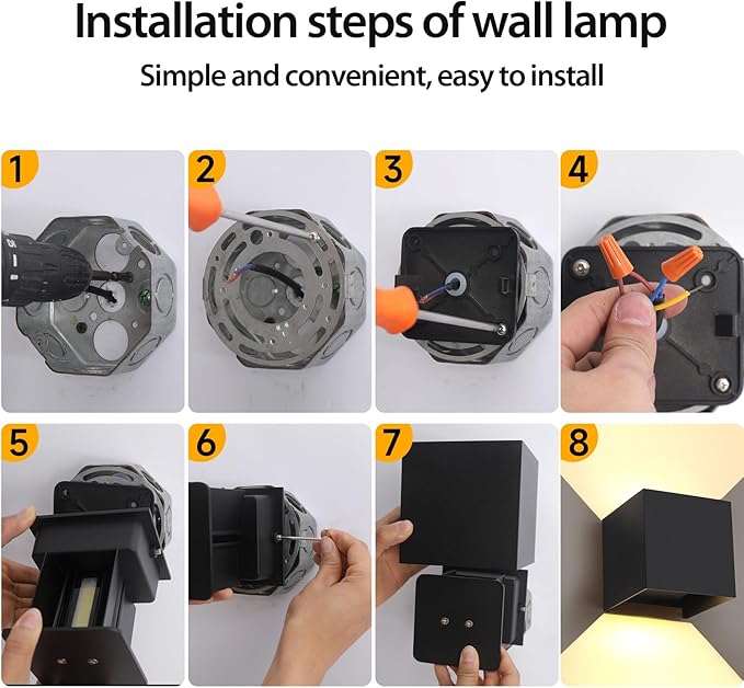 12W 2Pack Outdoor Wall Lights Exterior/Interior,LED Black Outdoor Wall Sconces Light Fixtures Modern,IP65 Waterproof Square Aluminum Wall Lamps, Up and Down Lights 3000K Warm Lights