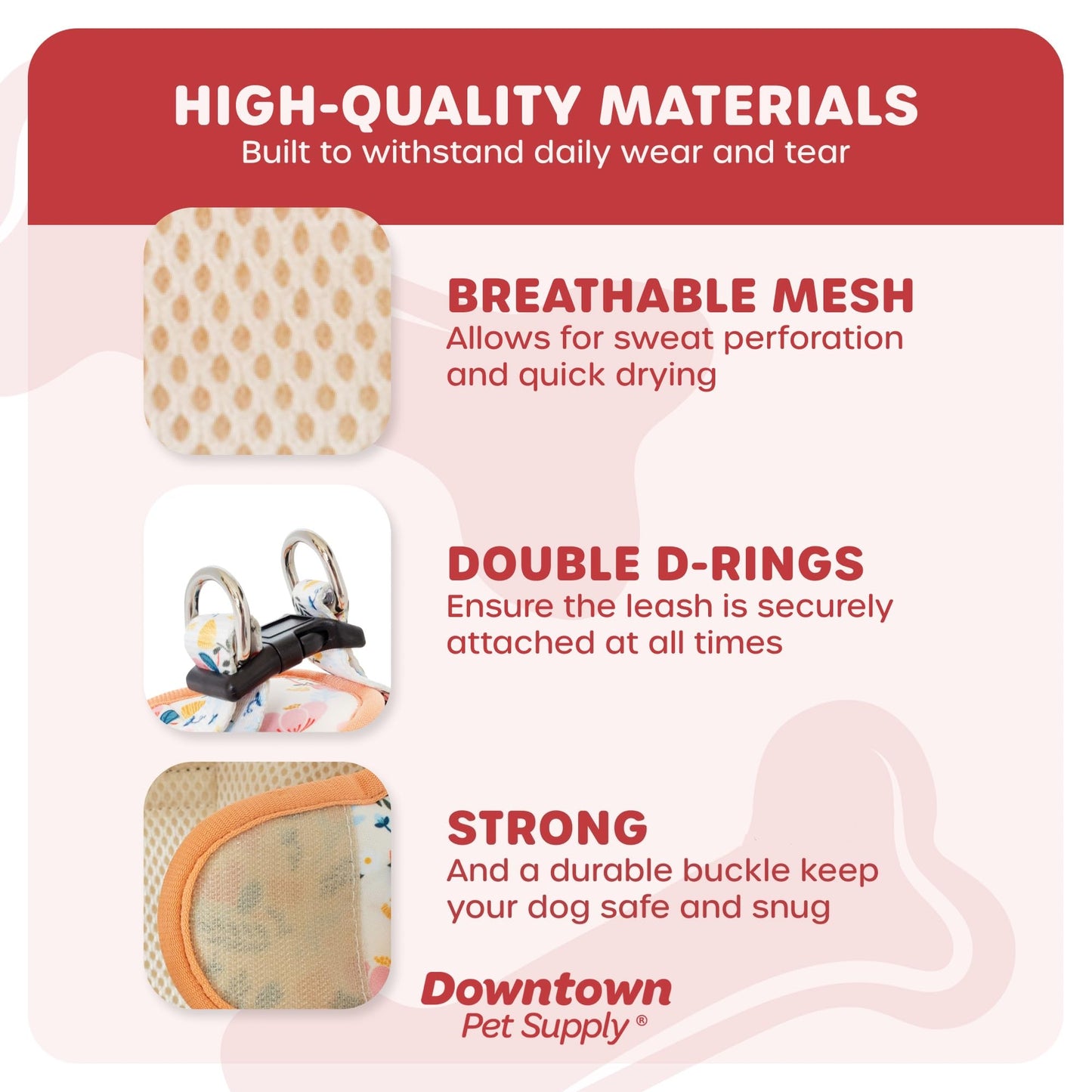 Downtown Pet Supply Step in Dog Harness for Small Dogs No Pull, Small, Floral - Adjustable Harness with Padded Mesh Fabric and Reflective Trim - Buckle Strap Harness for Dogs