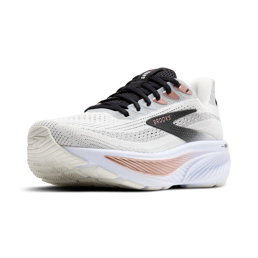 Brooks Women’s Ghost 17 Neutral Running Shoe - White/Black/Rose Gold - 7.5 Wide