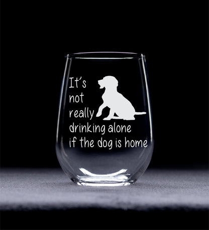 C M The Dog is Home Funny Stemless Wine Glass for Him, Her, Wife, Husband, Friend, Cute Dog Gift for Men Women - 17 oz (Style D1)