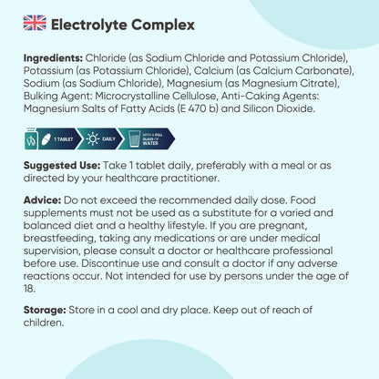 Electrolyte Tablets 900mg - 6 Months Supply - 180 Electrolyte Complex Tablets - Unflavoured, High-Strength & Vegan-Friendly - Sodium, Magnesium, Chloride, Calcium, & Potassium - Non-GMO & Gluten-Free
