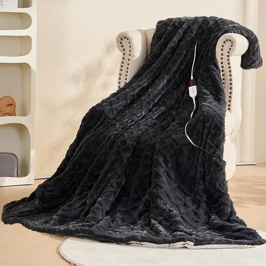 Electric Blanket King Size, Dual Control Heated Blanket with 6 Heating Levels, 10 Hours Auto Shut Off, Fast Heating, ETL Certification, 90"x 100", Dark Gray