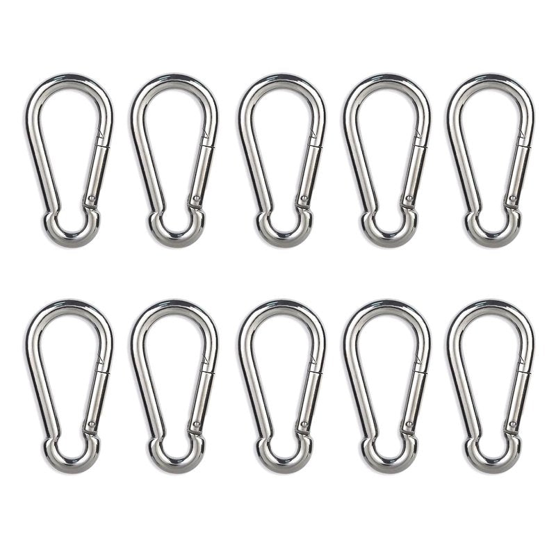 10PCS 2.36" Stainless Steel Carabiner Clip, 270-lb WLL Snap Hook.