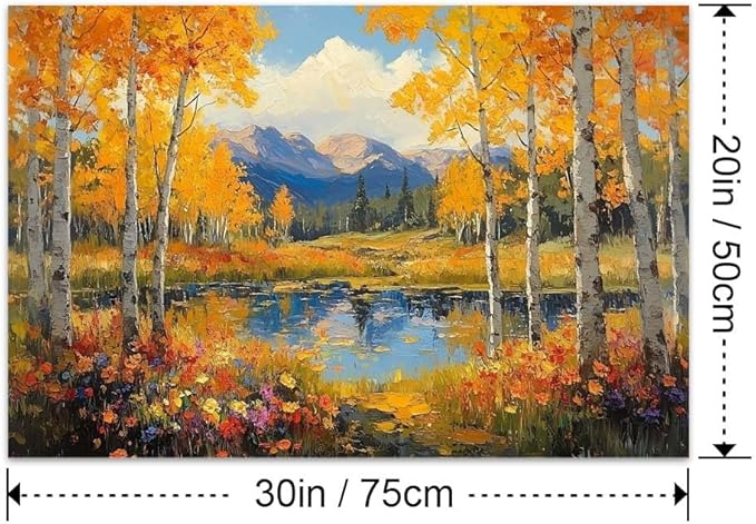 Yesad Birch Canvas Wall Art Forest Painting Prints Nature Wall Art Wildflower Pictures Rustic Wall Decor for Living Room Bedroom Farmhouse (Unframed,30'x20',Birch)