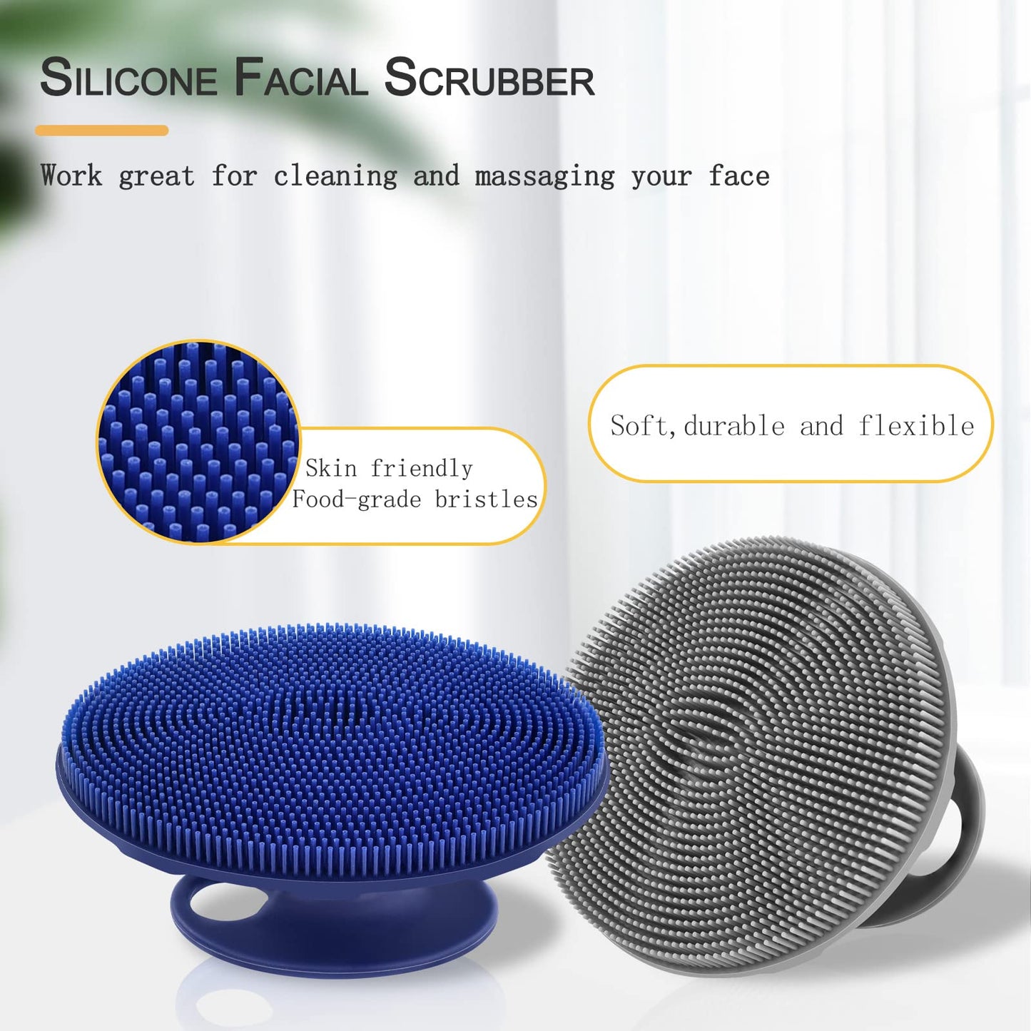 INNERNEED Super Soft Silicone Face Cleanser and Massager Brush Manual Facial Cleansing Scrubber Handheld Wash Pad for Sensitive, Delicate, Dry Skin (Pack of 4)