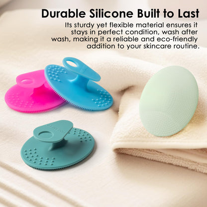 INNERNEED Super Soft Silicone Face Cleanser and Massager Brush Manual Facial Cleansing Scrubber Handheld Wash Pad for Sensitive, Delicate, Dry Skin (Pack of 4)