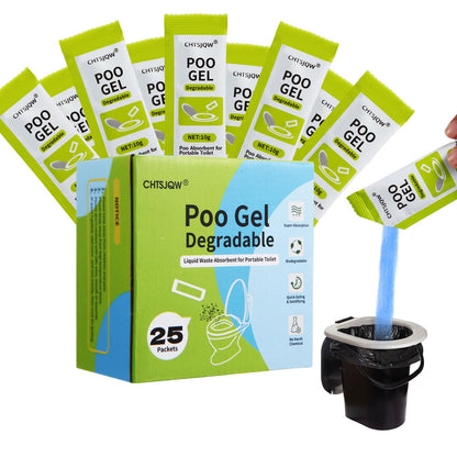 CHTSJQW Portable Toilet Absorbent Gel, 25 Pack Poo Urine Deodorizing Treatment for Camping and Outdoor Hiking