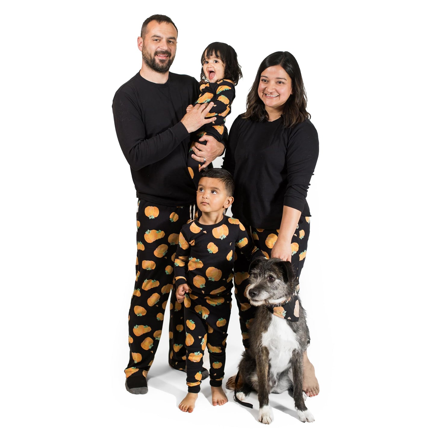 Burt's Bees Baby Baby 1-Piece Family Christmas Pajamas Matching Sets-Organic Cotton PJs for Kids, Toddlers, Adults, Midnight Pumpkins, 3-6 Months