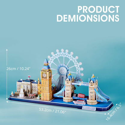 CubicFun 3D Puzzles UK London Bridge Big Ben City Skyline Jigsaw Puzzle for Kids Adults DIY Building Model Kits for Kids Adults, 107 Pieces