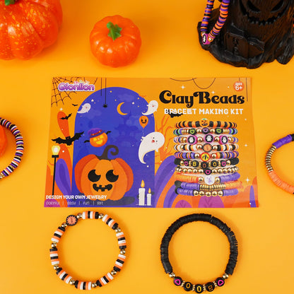 Gionlion 3000 Pcs Halloween Beads for Bracelets, Clay Beads Bracelet Making Kit Halloween Decorations Charms Jewelry Making, DIY Crafts for Gifts Party Favors
