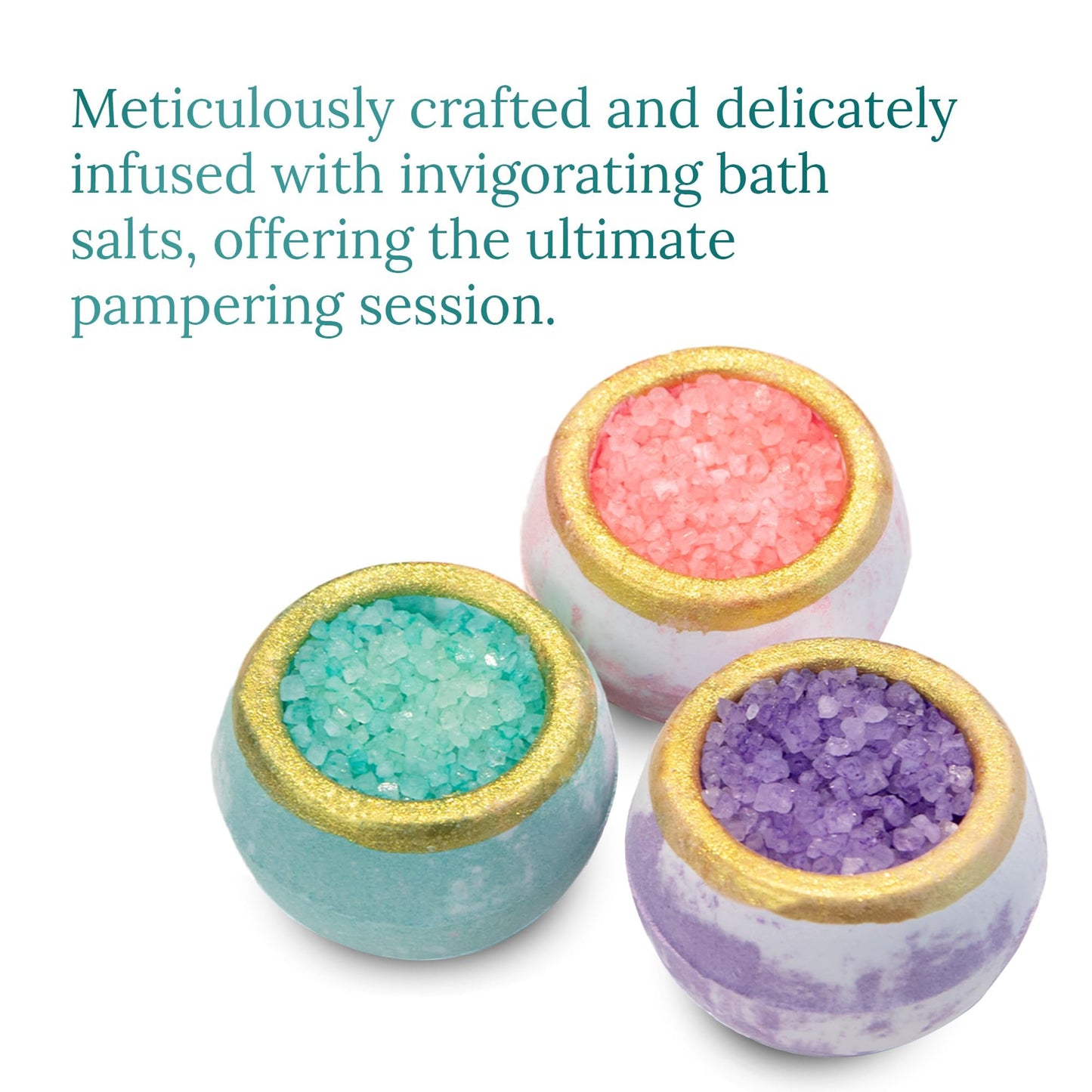 Satavi Naturals Crystal Bath Bombs (6 Pack) Luxurious Aromatherapy Bath Bombs Enriched with Nourishing Bath Salts for Silky Smooth Skin & Pleasantly Scented for an Immersive Zen-Like Experience