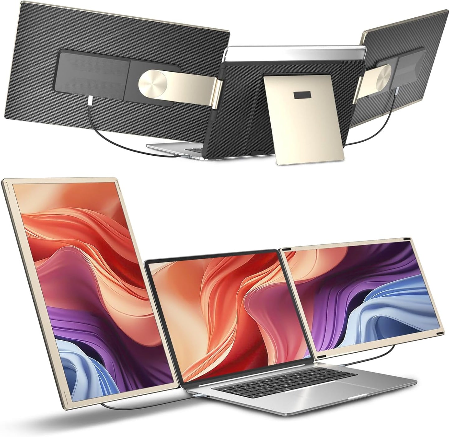 Laptop Screen Extender,15.6" Portable Monitor, FHD 1080P Ultra-Slim Travel Monitor with Speakers, Triple Display Extension, Compatible with 13-17.3" Laptops