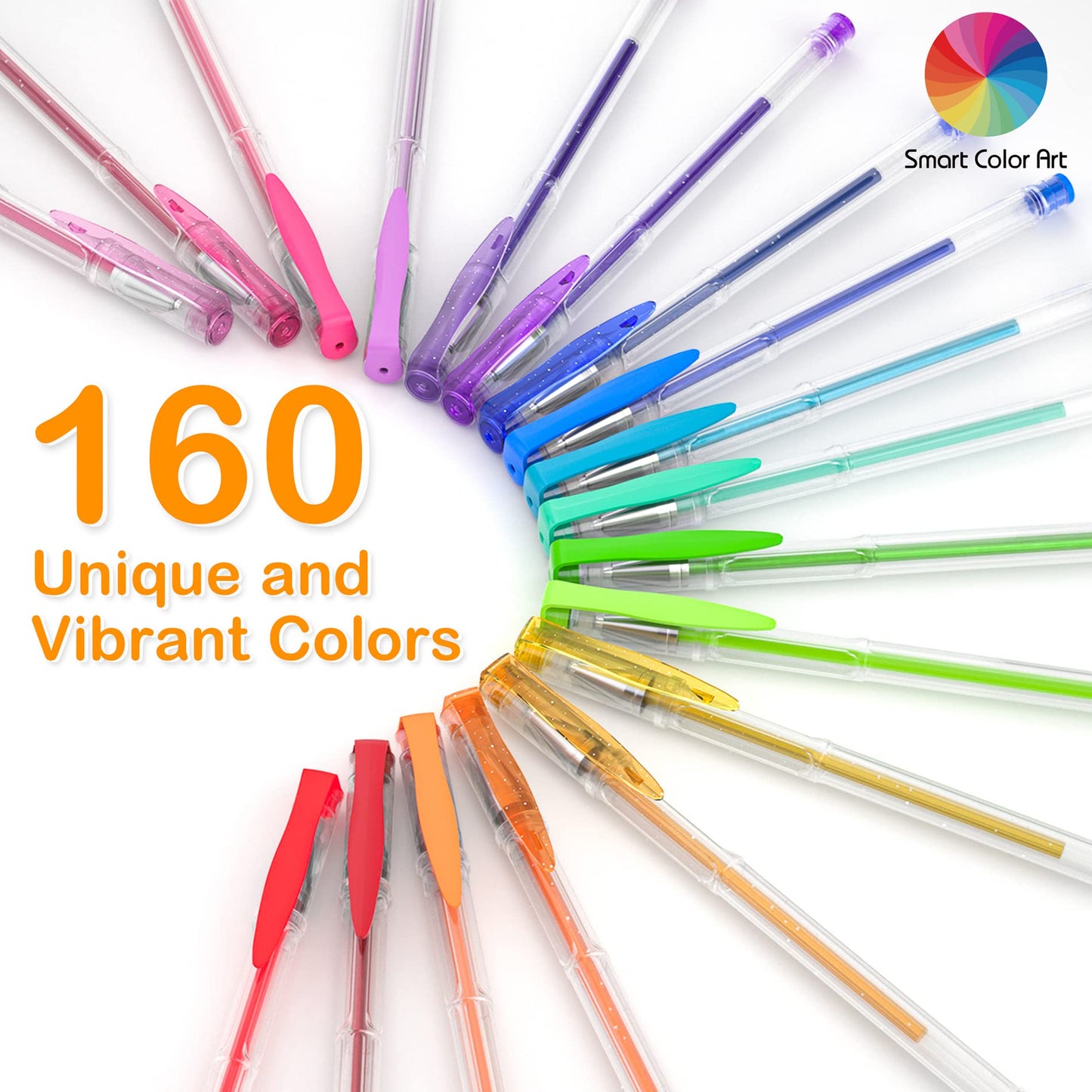 320 Pack Gel Pens Set, Smart Color Art 160 Colors Gel Pen with 160 Refills for Adult Coloring Books Drawing Painting Writing