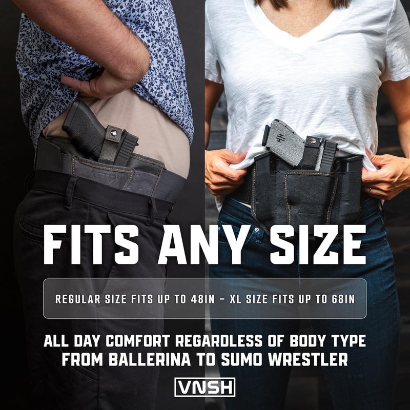 Belly Band Holster - Comfortable Concealed Carry for 99% of Handguns | Secure Fit with Built-in Mag Pouches