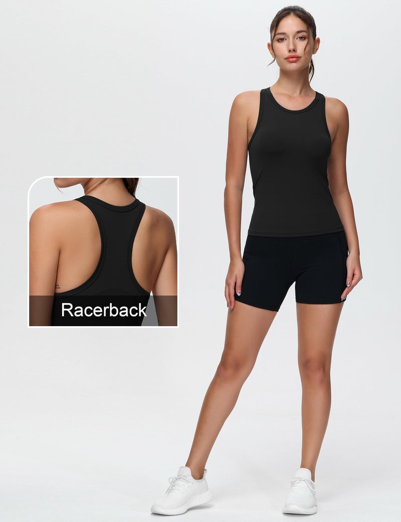 THE GYM PEOPLE Women's Racerback Workout Tank Tops Slim Fit Soft Sleeveless Yoga Shirts Black