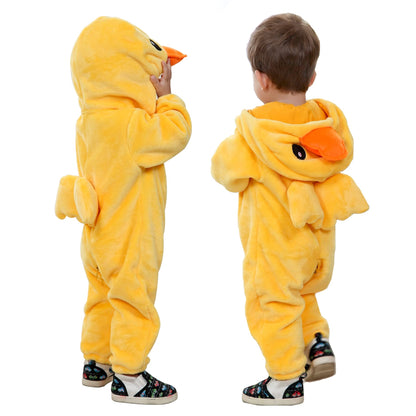 Doladola Unisex Baby Toddlers Romper Jumpsuit Hooded Cartoon Sleepsuits Infant Outfit (18-24 Months, Yellow Duck)