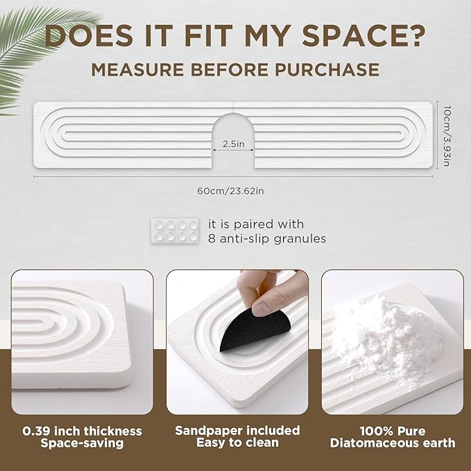 Faucet Mat for Kitchen Sink, Diatomite Stone Drying Sink Protectors, Bathroom