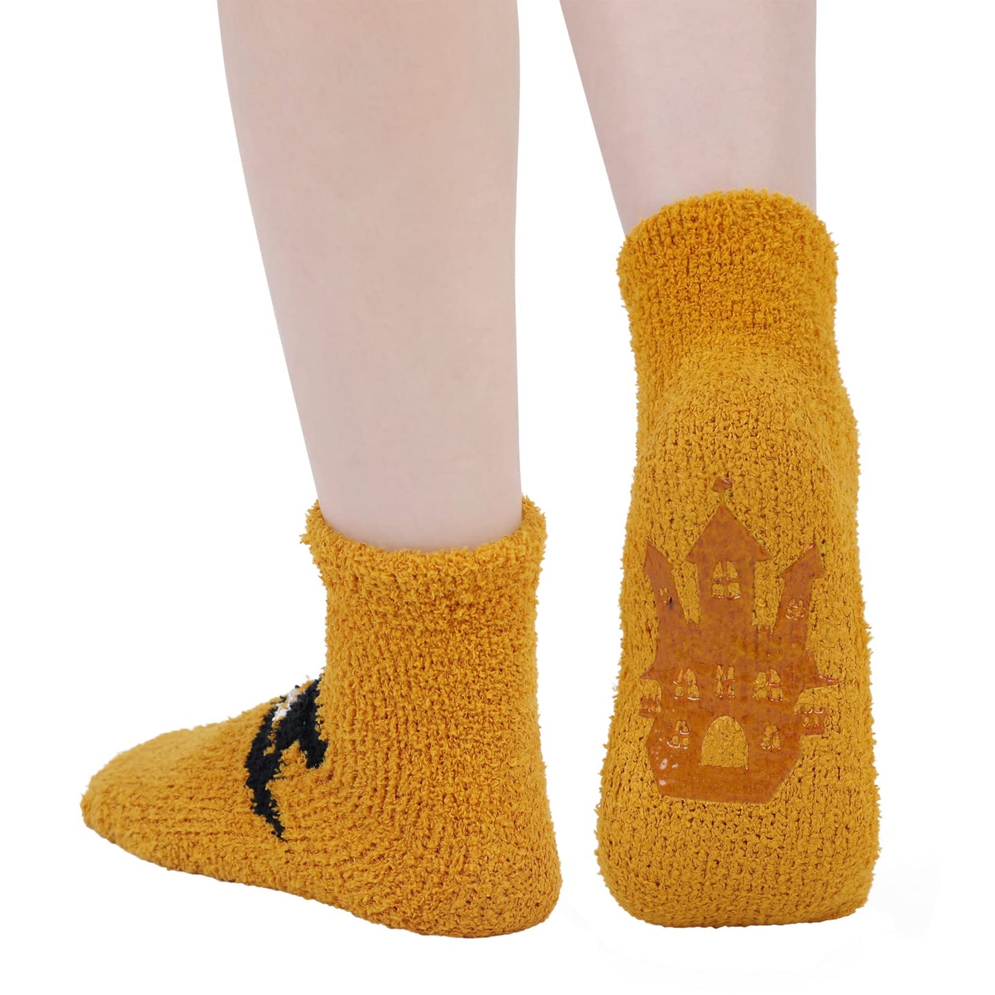 Century Star Halloween Socks Womens Fuzzy Socks Soft Fluffy Socks Winter Socks Sports Outdoor Sock Athletic Socks for Christmas 4 Pairs Halloween Pattern One Size