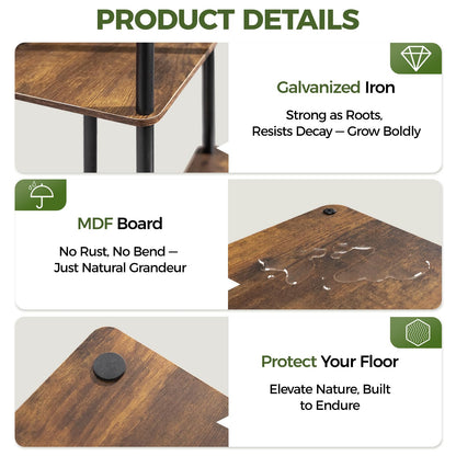 Bamworld Plant Stand Indoor, Corner 4 Tier Metal Plant Shelf for Multiple Plants, Tiered Flower Pot Stands for Patio Garden Balcony Living Room Bedroom, Brown