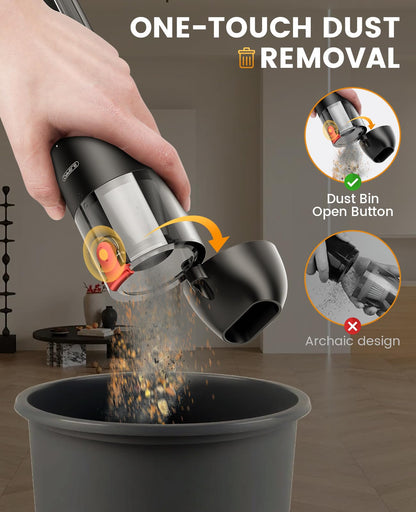 CAFELE Cordless Car Vacuum Cleaner Mini Portable Handheld Vacuum for Sofa Dog Hair with LED Flashlight, 2 Speeds, 2 Nozzles, Max 45Mins Runtime, for Car Home Office Keyboard Desk Couch