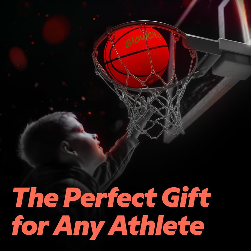 GlowCity Glow in The Dark Basketball - Size 7 Light Up Ball for Teen Boys Gifts, Adults - Red Glow for Outdoor Games - Sports Birthday Gift Ideas for Boys Ages 12 13 14 15 Basketball Gear Accessories